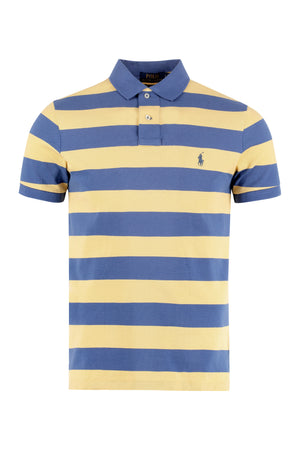 Striped cotton-piqué polo shirt-0